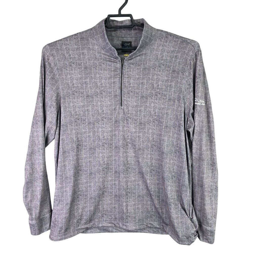 Mens Greg Norman Gray Play Dry 1/4 Zip Shirt Long Sleeve Polyester Stretch L